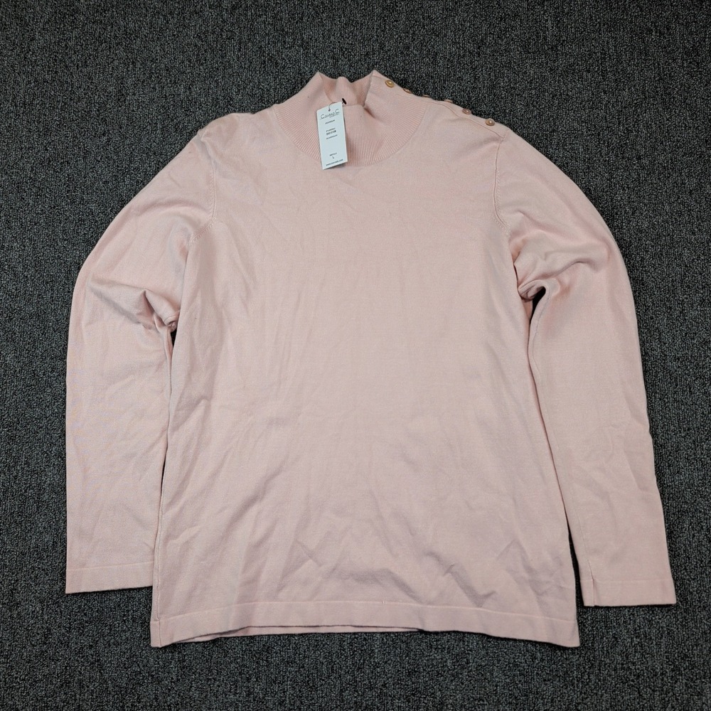 Conrad C Collection Classic Blush Pink Mock Neck Sweater Large Preppy Balletcore